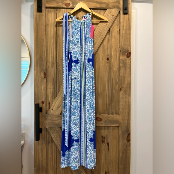 Lilly Pulitzer NWT XS Bingham Midi Dress Turquoise Oasis Shell Me You Love Me - Picture 2 of 5